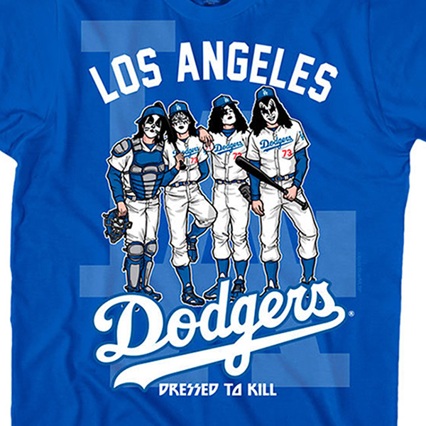 KISS キッス - Los Angeles Dodgers Dressed to Kill Tシャツ ブルー
