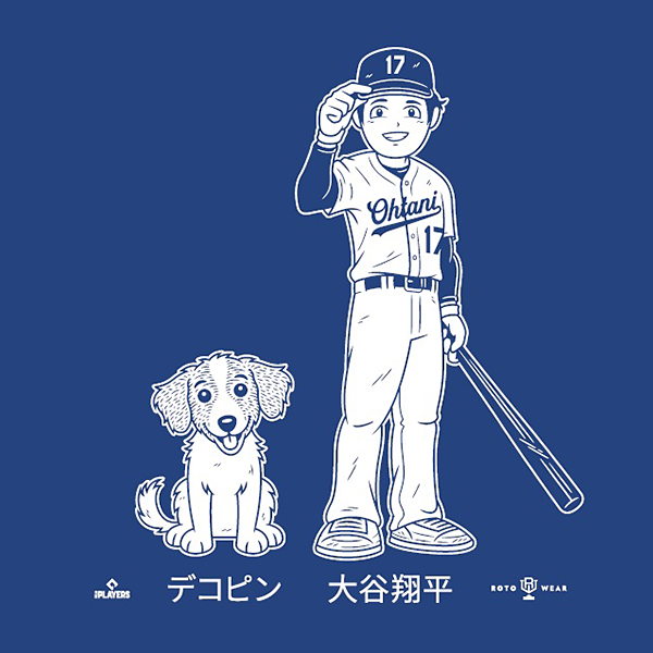 【RotoWear】大谷翔平 デコピン SHOHEI OHTANI「Shohei & Dekopin」Tシャツ