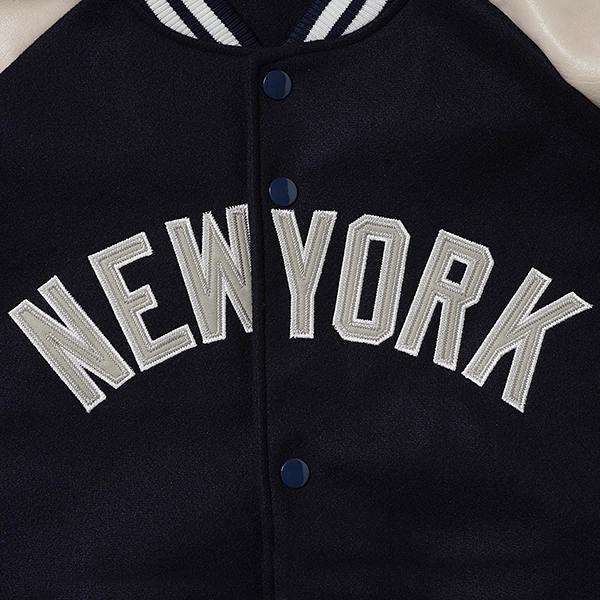 MLB ニューヨーク・ヤンキース STANDARD LOGO PU MELTON スタジアムジャケット ネイビー
