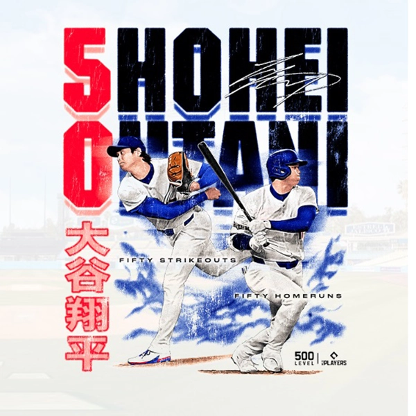 ロサンゼルス・ドジャース 大谷翔平「Los Angeles D 50 Strikeouts 50 Home Runs」Tシャツ