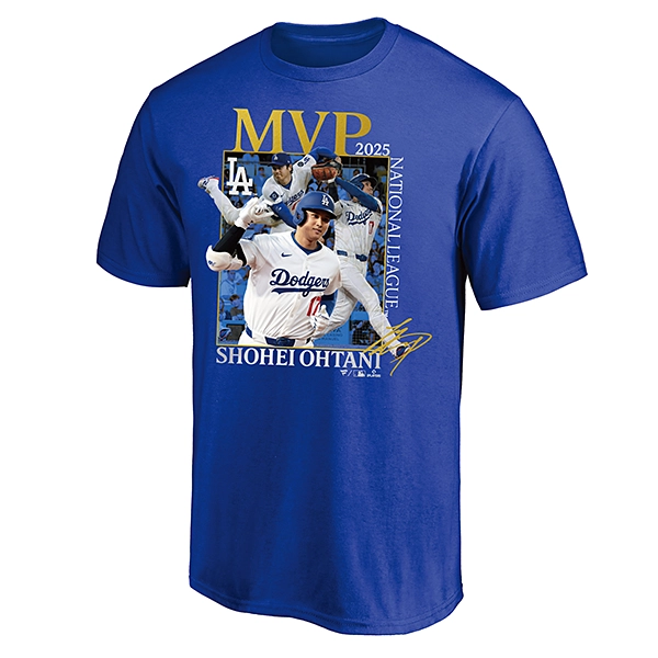 Fanatics ロサンゼルス・ドジャース 大谷翔平 2025年ナショナルリーグ MVP 受賞記念 Tシャツ ブルー