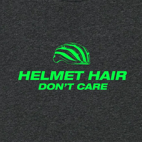 cois（ソワ）Helmet hair don’t care サイクリング Tシャツ ダークグレー・ネオングリーン