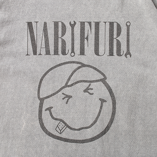 narifuri × SMILEY FACE ピグメントダイプリントTシャツ L-GRAY