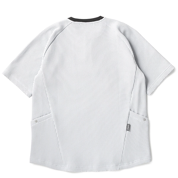 narifuri マルチワッフルヘンリーネックTシャツ BLACK