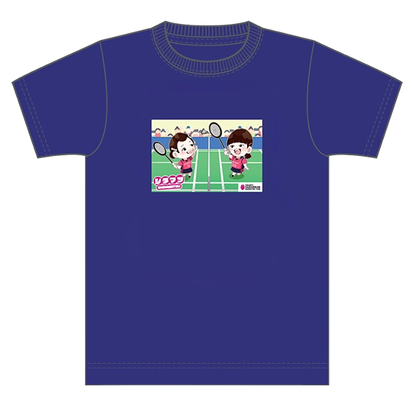 くまもと再春館製薬所バドミントンチーム公式 シダマツペア 似顔絵Tシャツ 2025ver. ネイビー