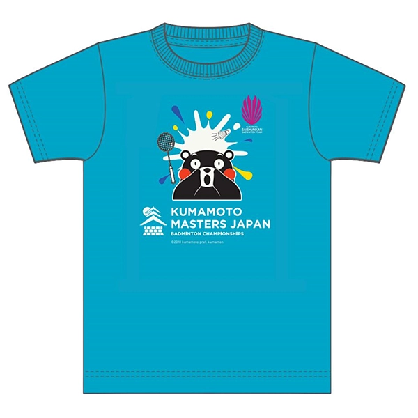 くまもと再春館製薬所バドミントンチーム公式 熊本マスターズジャパン2025 スプラッシュTシャツ くまモンver.(ブルー)
