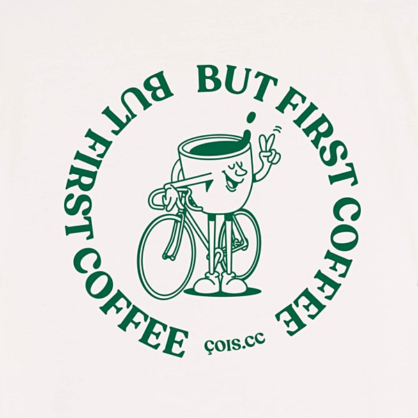 cois（ソワ）But First Coffee ユニセックス サイクリング Tシャツ