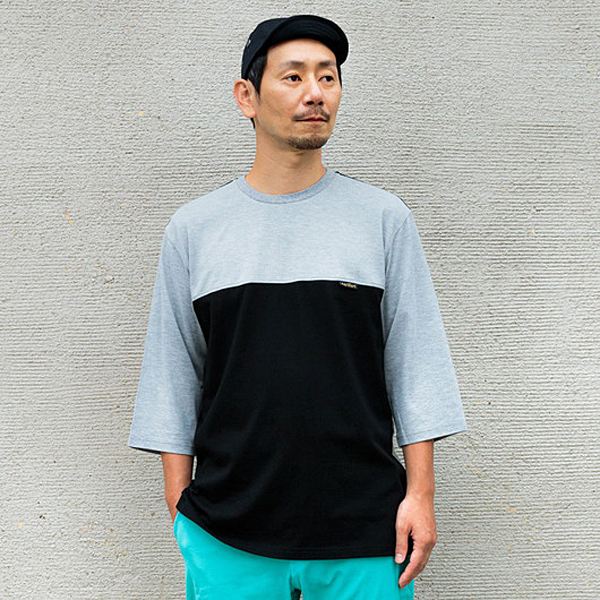 narifuri マルチテックコンビ6分袖Tシャツ ブラック