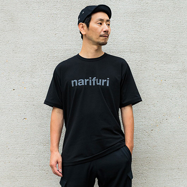 narifuri アクティブメッシュバックポケットTシャツ ブラック