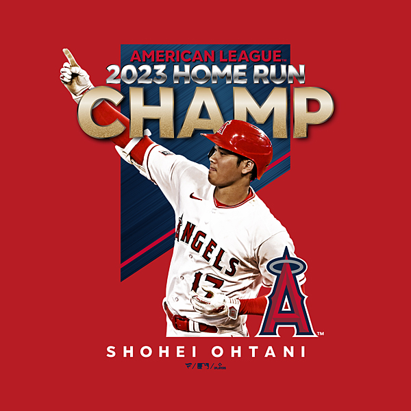 ロサンゼルス・エンジェルス 大谷翔平 2023 AL ホームラン王獲得記念Tシャツ レッド