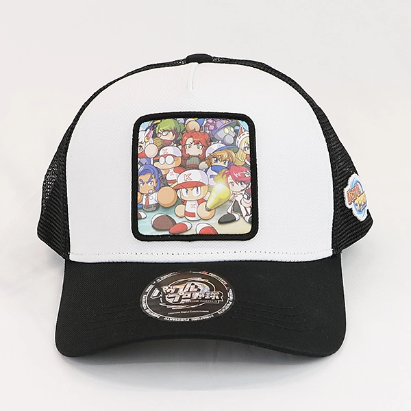パワフルプロ野球 ワッペンメッシュキャップ ホワイト×ブラック