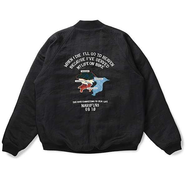 narifuri ヘビーサテンフライトブルゾン BLACK