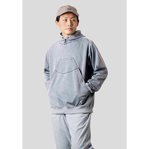 narifuri NFC ピグメントジャージープルオーバーパーカー OLD BLUE