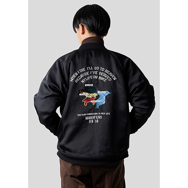 narifuri ヘビーサテンフライトブルゾン BLACK