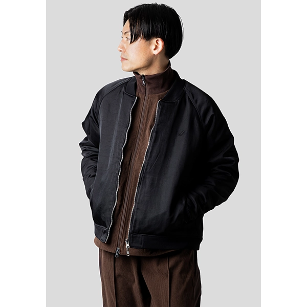 narifuri ヘビーサテンフライトブルゾン BLACK