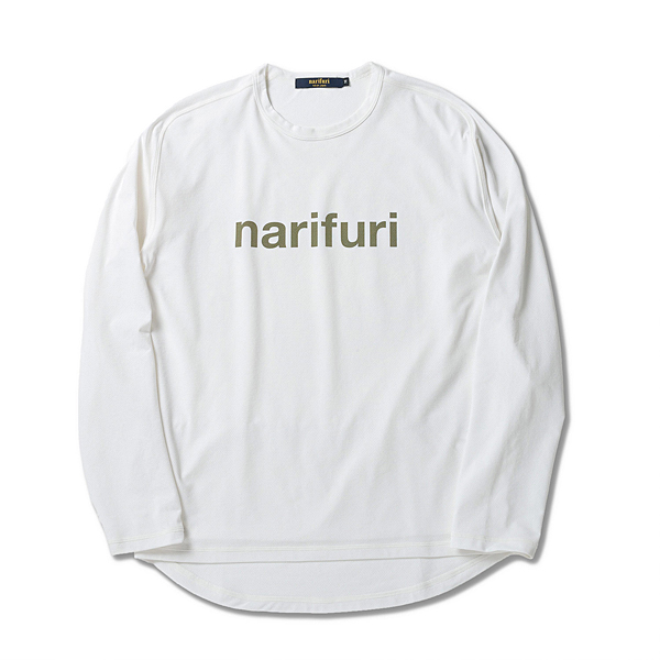 narifuri アクティブメッシュバックポケットロングTシャツ ホワイト