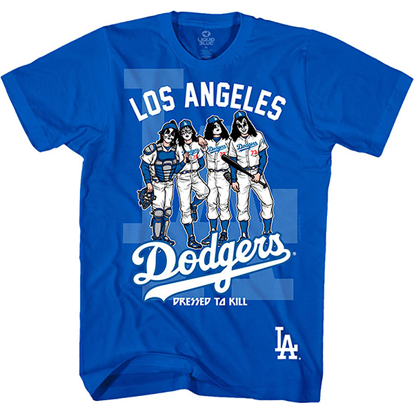 KISS キッス - Los Angeles Dodgers Dressed to Kill Tシャツ ブルー