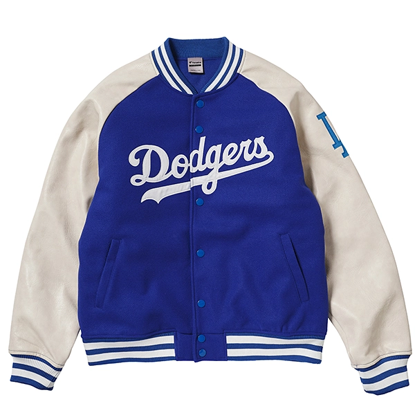 MLB ロサンゼルス・ドジャース STANDARD LOGO PU MELTON スタジアムジャケット ブルー