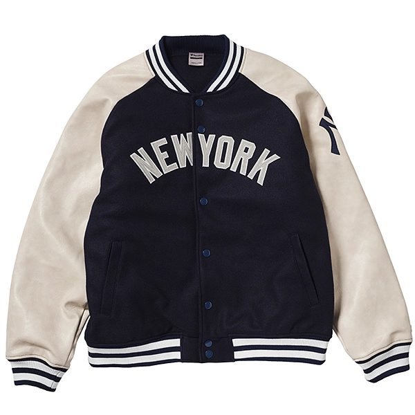 MLB ニューヨーク・ヤンキース STANDARD LOGO PU MELTON スタジアムジャケット ネイビー