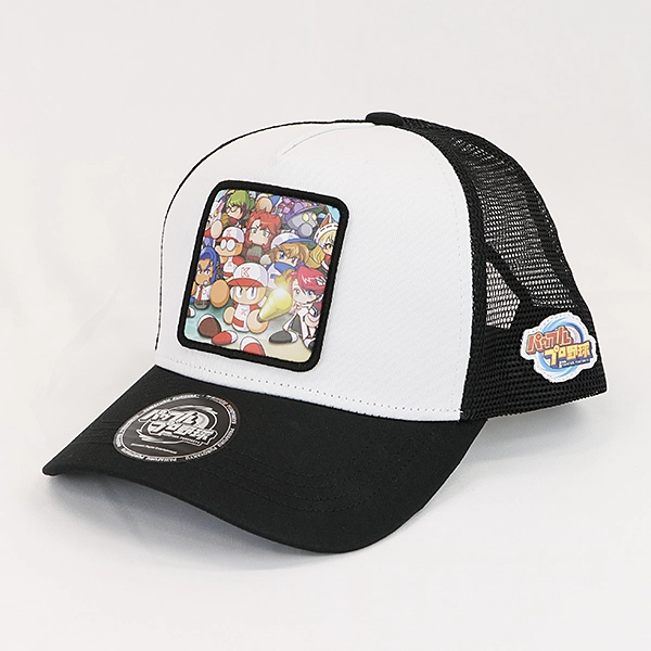パワフルプロ野球 ワッペンメッシュキャップ ホワイト×ブラック