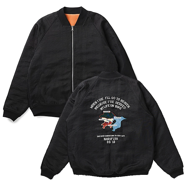 narifuri ヘビーサテンフライトブルゾン BLACK