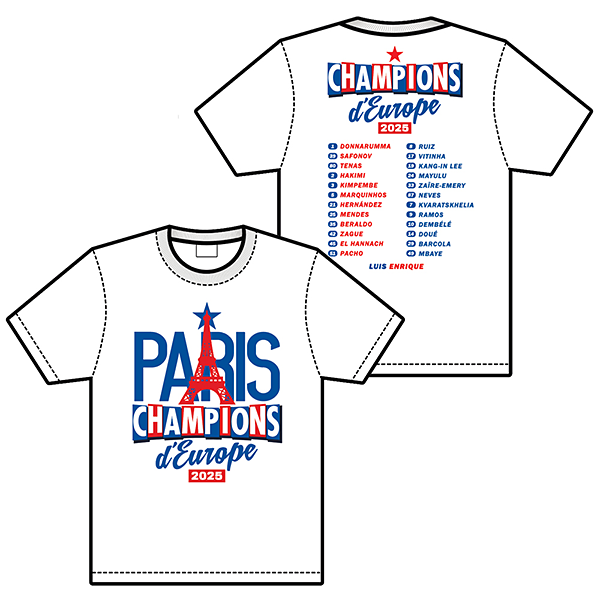 RE-TAKE PSG Champions d'Europe Tシャツ ホワイト