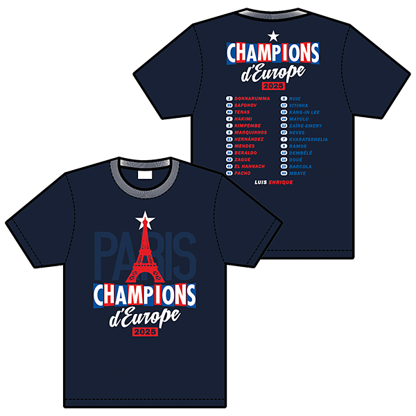 RE-TAKE PSG Champions d'Europe Tシャツ ネイビー