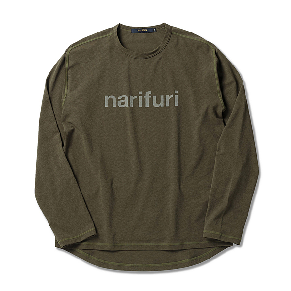 narifuri アクティブメッシュバックポケットロングTシャツ カーキ