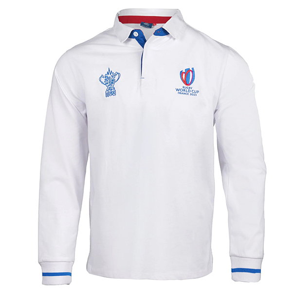 い出のひと時に、とびきりのおしゃれを！ ラグビーワールドカップ2023 フランス大会 ポロシャツ ホワイト 公式グッズ 記念品 RWC35609 