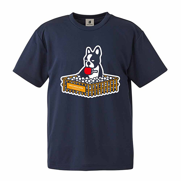 table tennis junky ピンポン犬+2 Tシャツ ネイビー
