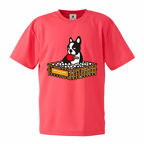 table tennis junky ピンポン犬+2 Tシャツ 蛍光ピンク
