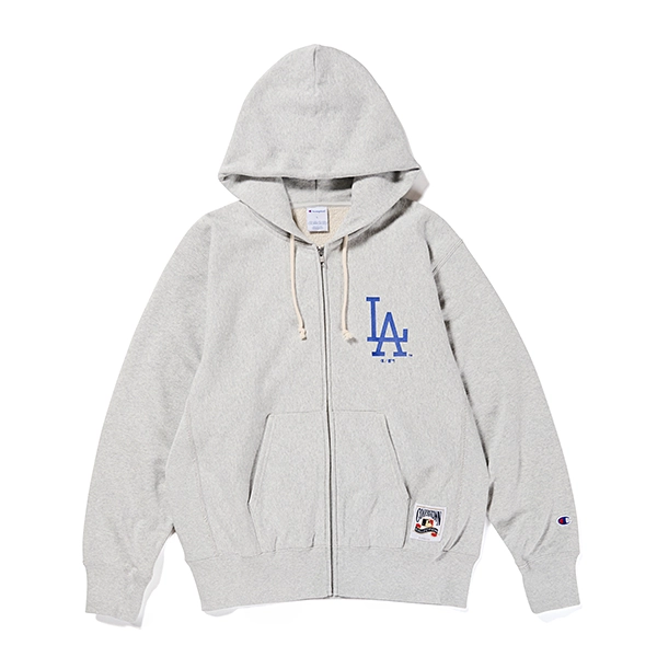 Champion × MLB ジップアップフーディー ヴィンテージ ロサンゼルス・ドジャース